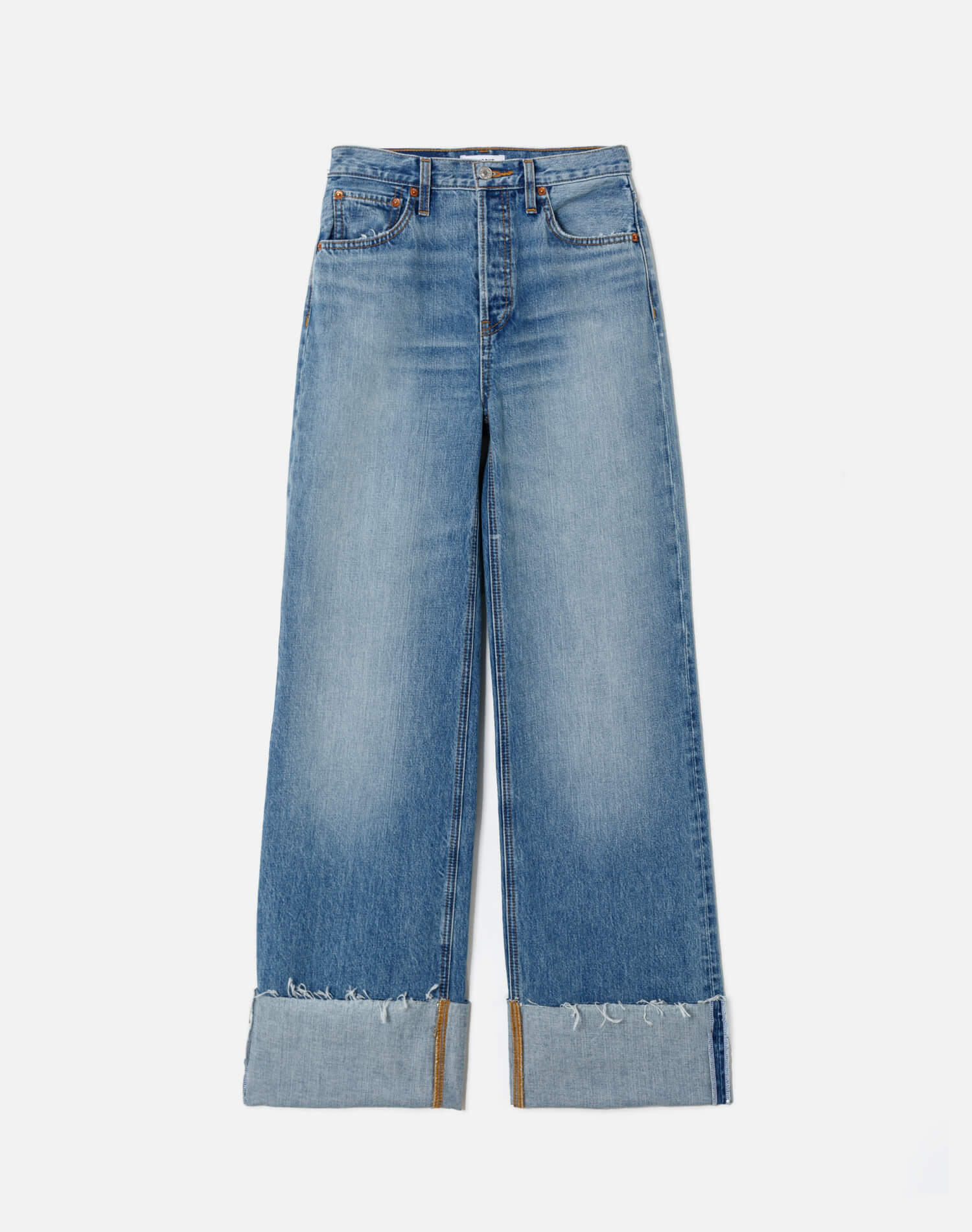 Re/Done High Rise Wide Leg Cuff - Vintage Biker Blue