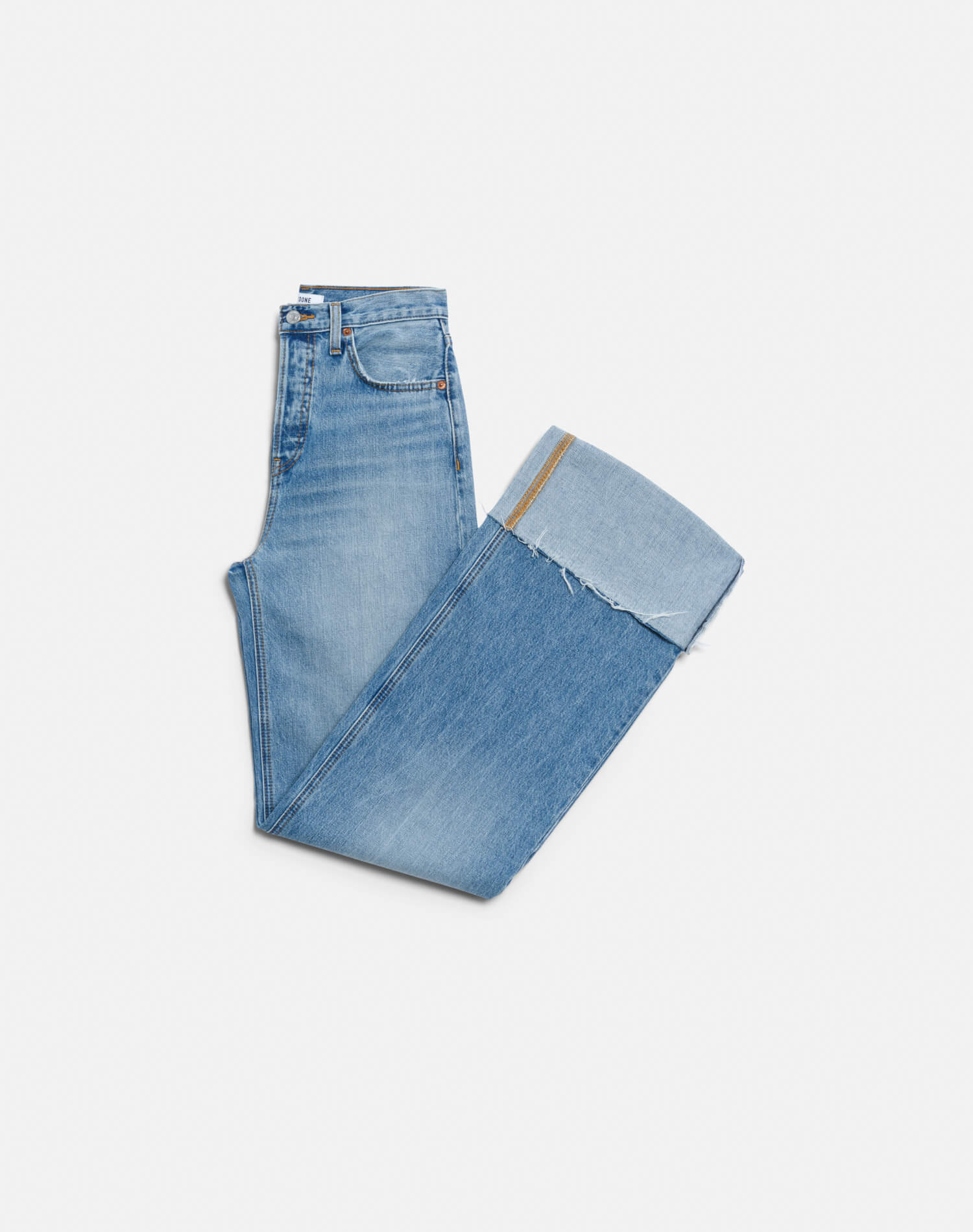 Re/Done High Rise Wide Leg Cuff - Vintage Biker Blue