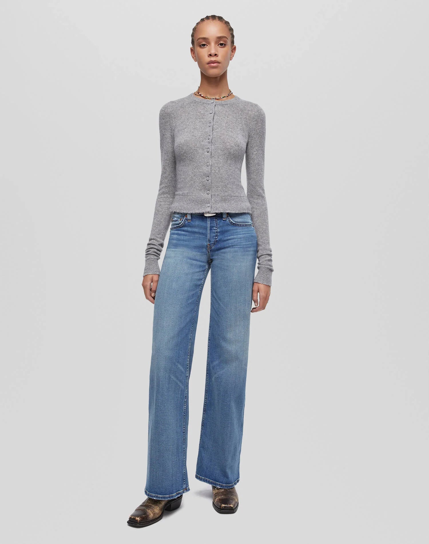 Re/Done Mid Rise Wide Leg - Blasted