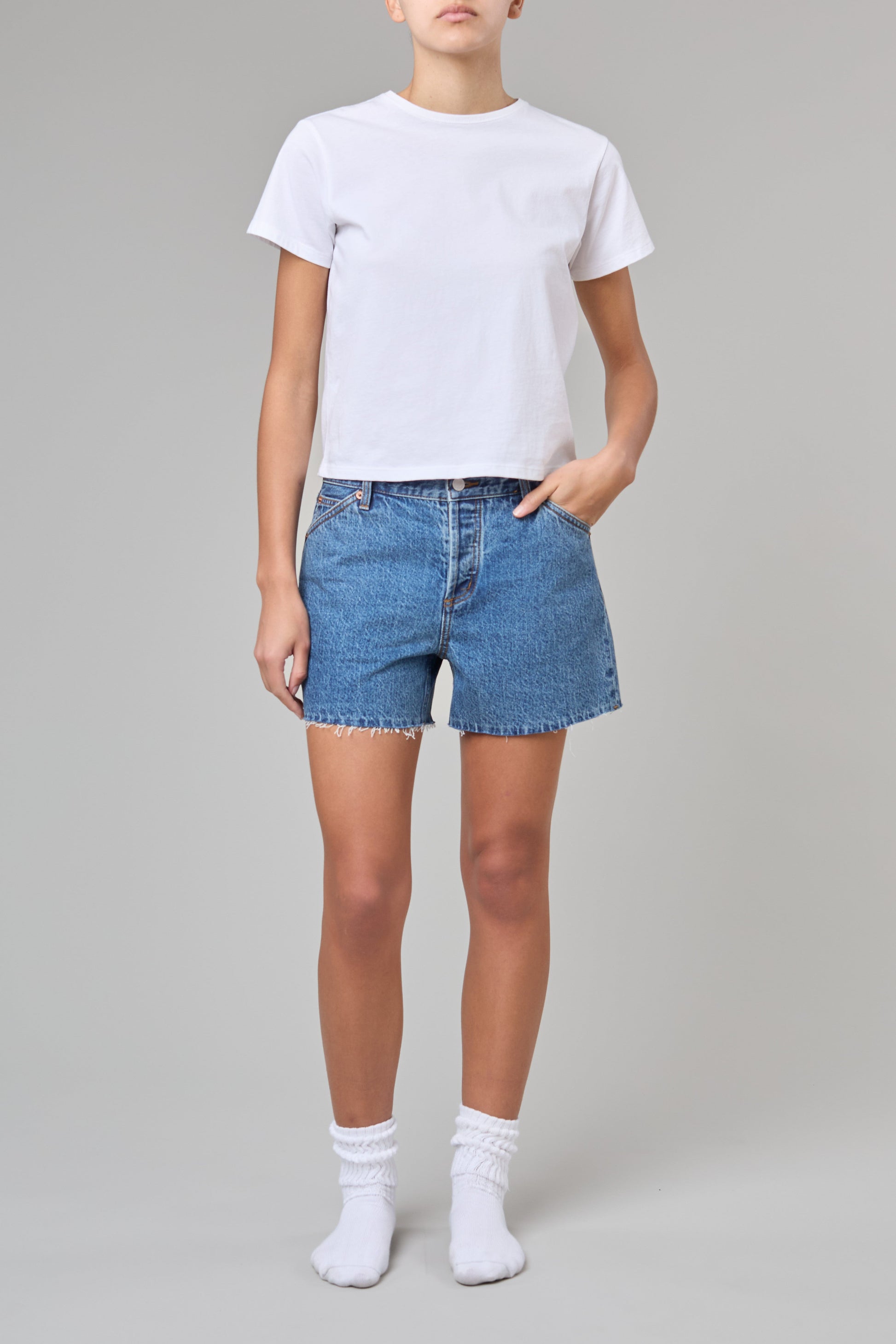 Still Here Cut Off Shorts - Classic Blue