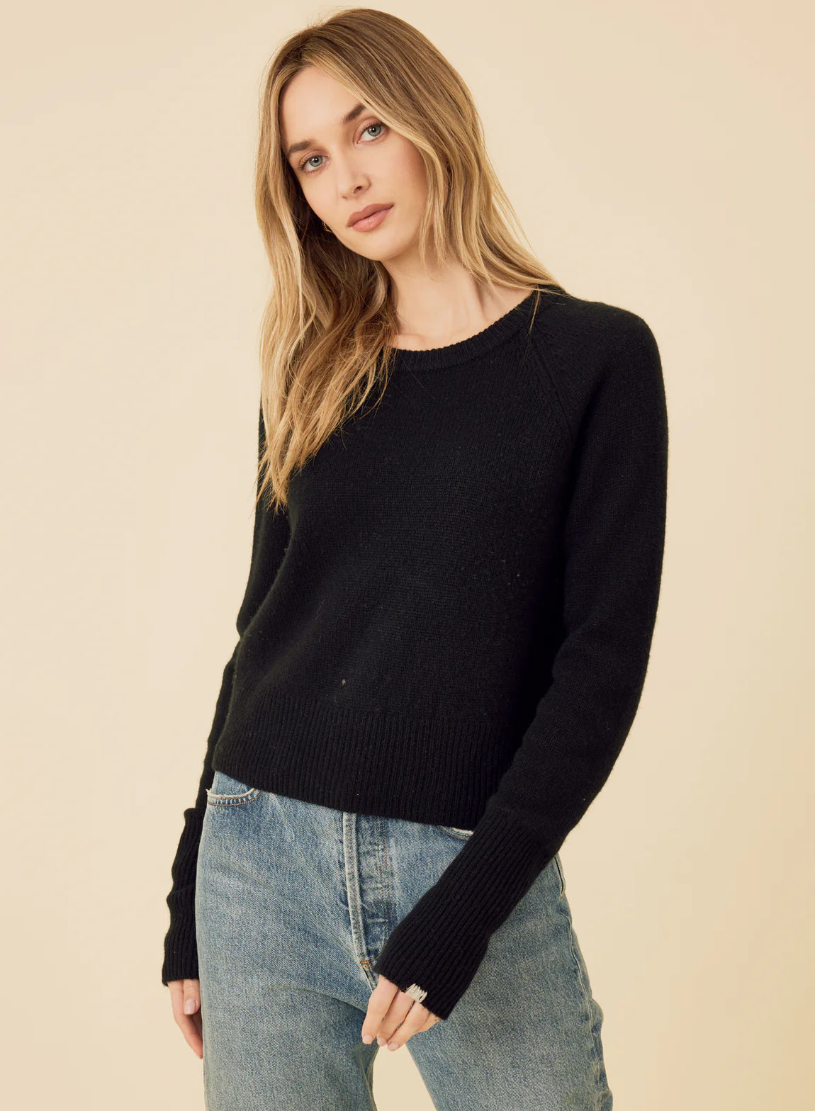 One Grey Day Blakely Cashmere Pullover - Black