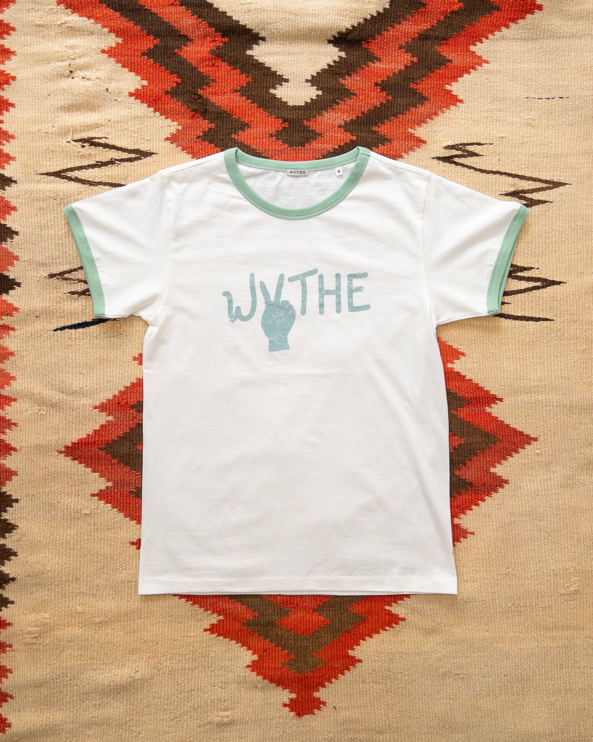 Wythe "Peace" Print Tubular Ringer T-Shirt - Celadon