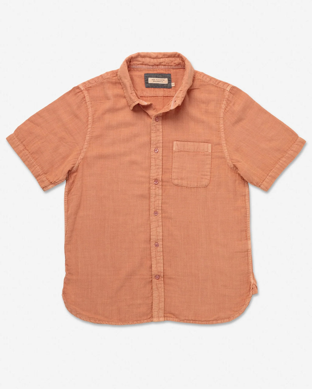 Ace Rivington Double Gauze Short Sleeve Tailored Shirt - Pigment Washed Coral