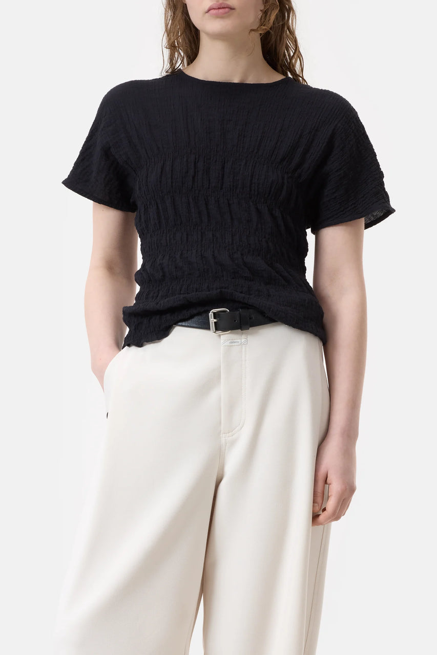 Closed Crinkle Effect Top - Black