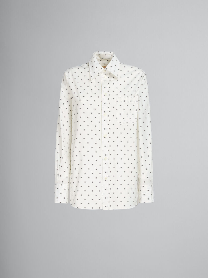 Marni White Poplin Shirt with Polka Dots
