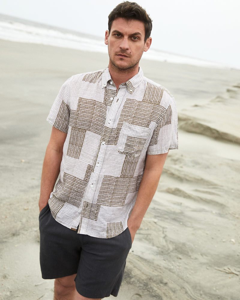 Billy Reid Patchwork Tuscumbia Shirt - Olive
