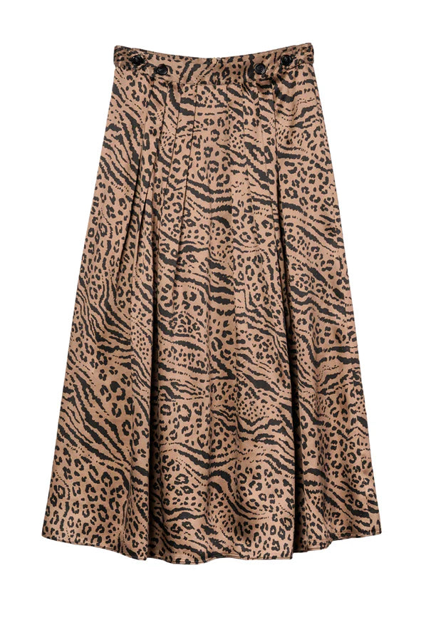 Ciao Lucia Colomba Skirt Leopard Print Silk Charmeuse