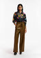 Essentiel Antwerp Black Silk Shirt with Floral Print