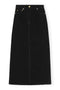 Ganni Black Washed Corduroy Long Skirt