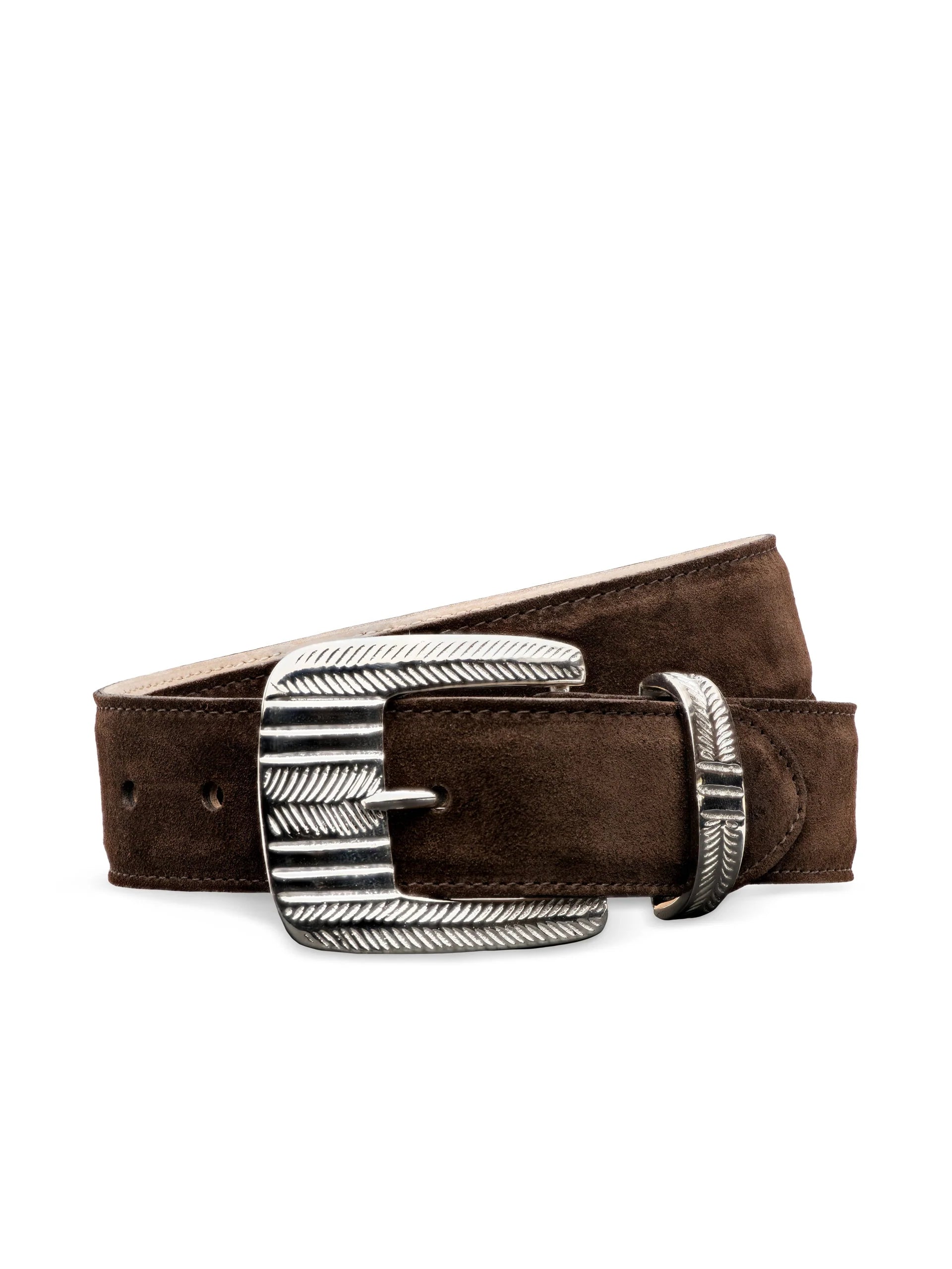 L'Agence Aya Suede Belt- Chocolate Brown