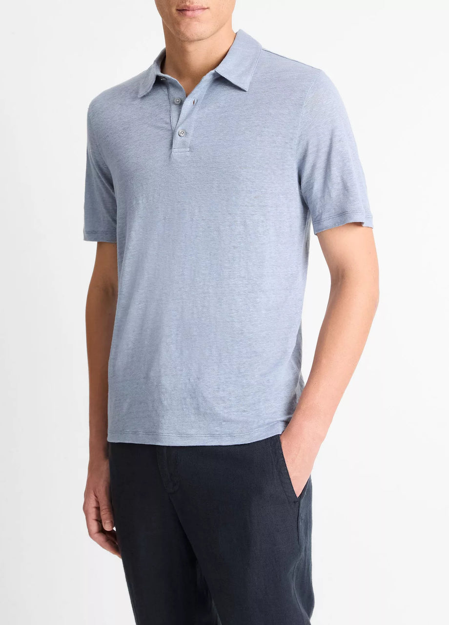 Vinve Linen Polo Shirt - Cabo Blue