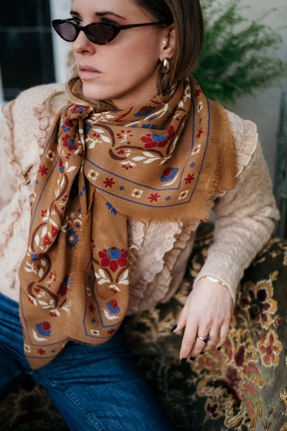 Maison Lecomte Flament Scarf Secret Garden Camel LS