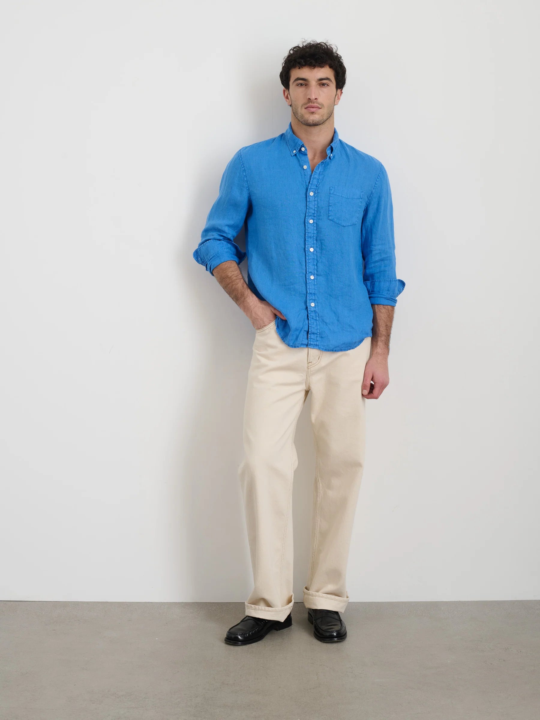 Alex Mill Mill Shirt in Linen - Pool Blue