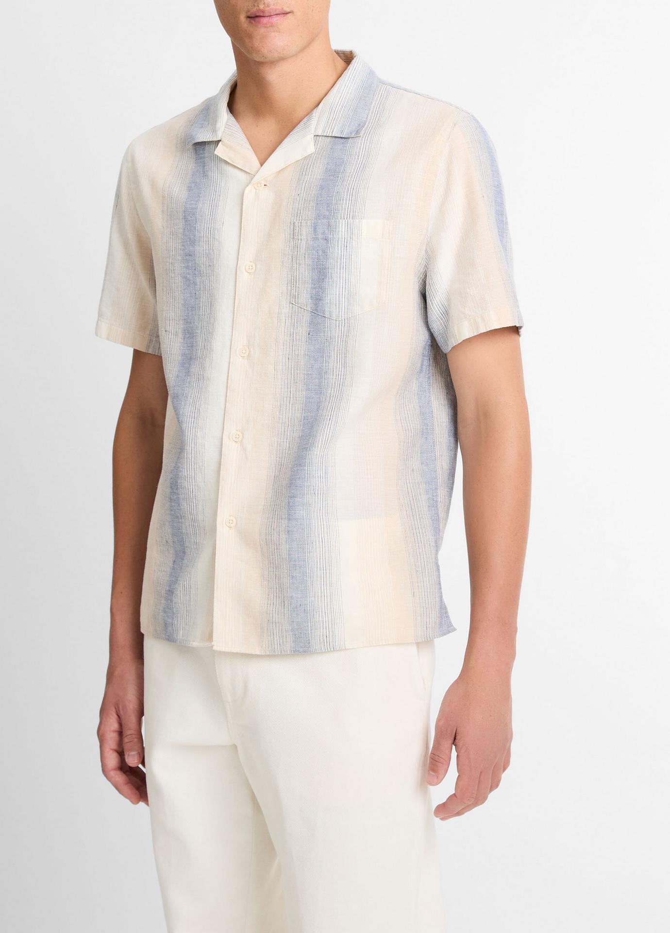 Vince Marina Stripe Italian Cotton-Linen Cabana Shirt