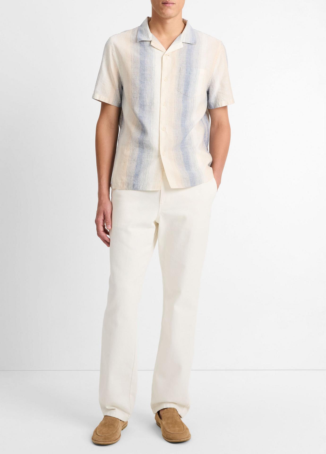 Vince Marina Stripe Italian Cotton-Linen Cabana Shirt