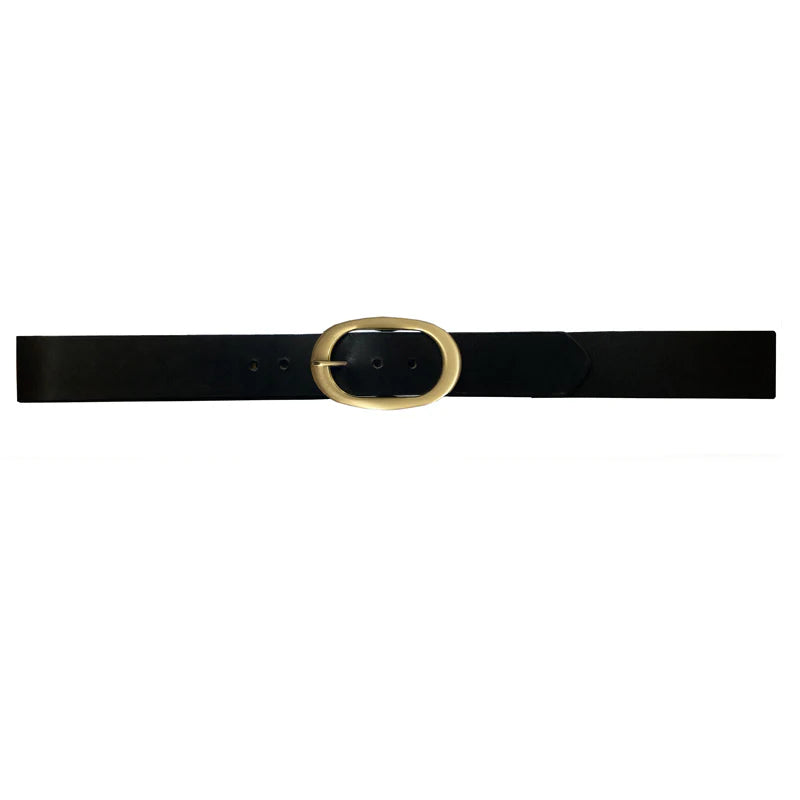 Kim White Classic Oval Belt - Black/Brass