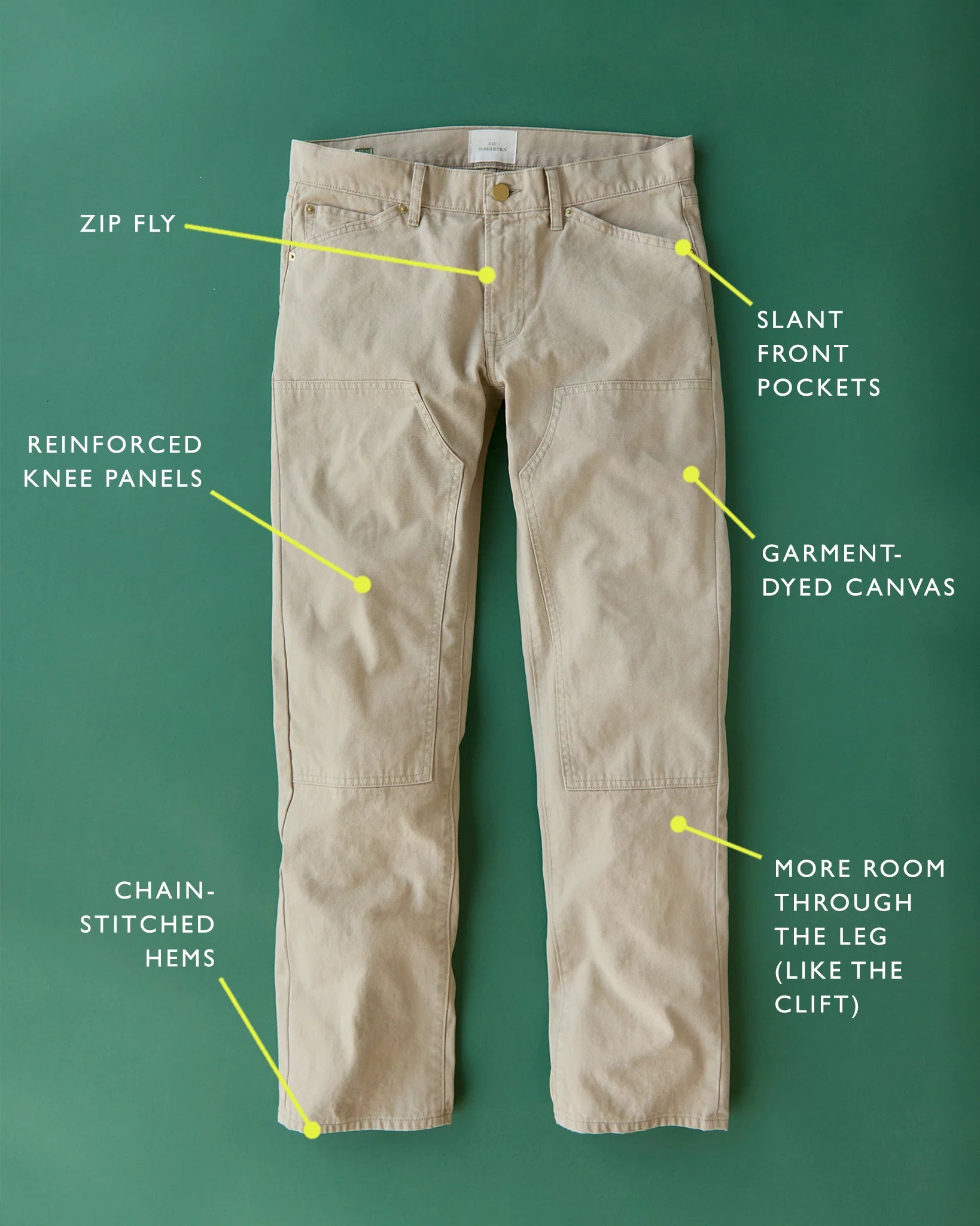 Sid Mashburn Brush Pant Khaki Garment-Dyed Canvas