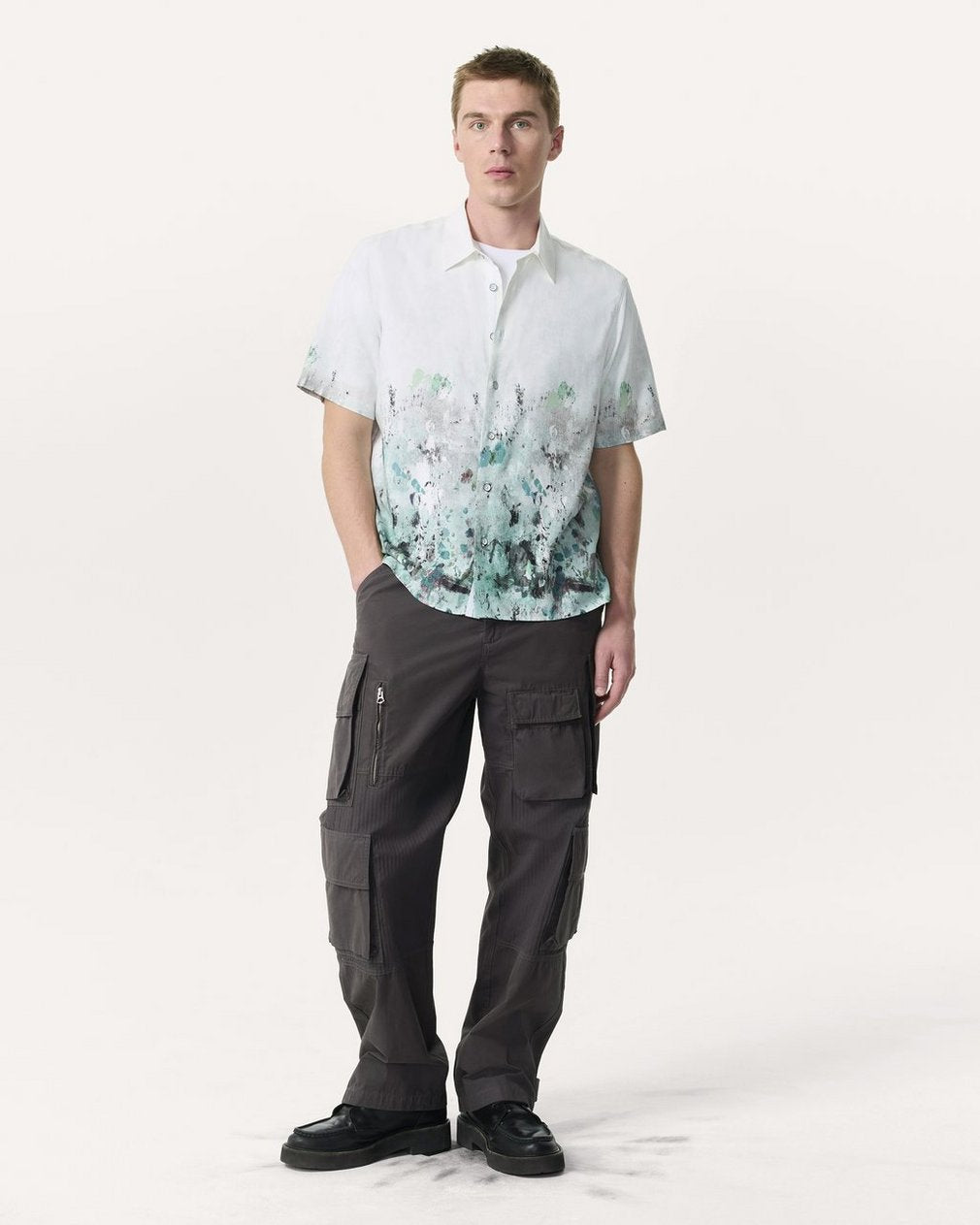 Rag & Bone Printed White Paint Dalton Shirt