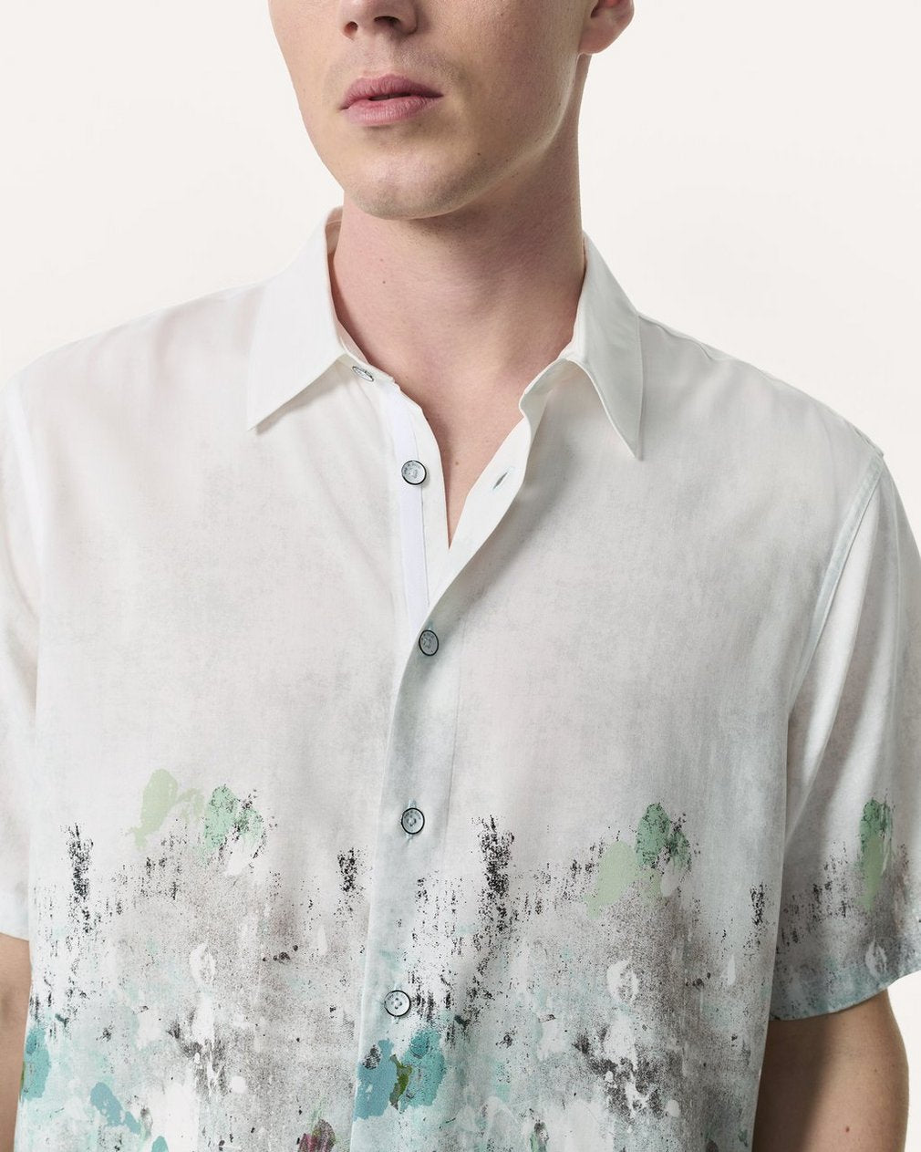 Rag & Bone Printed White Paint Dalton Shirt