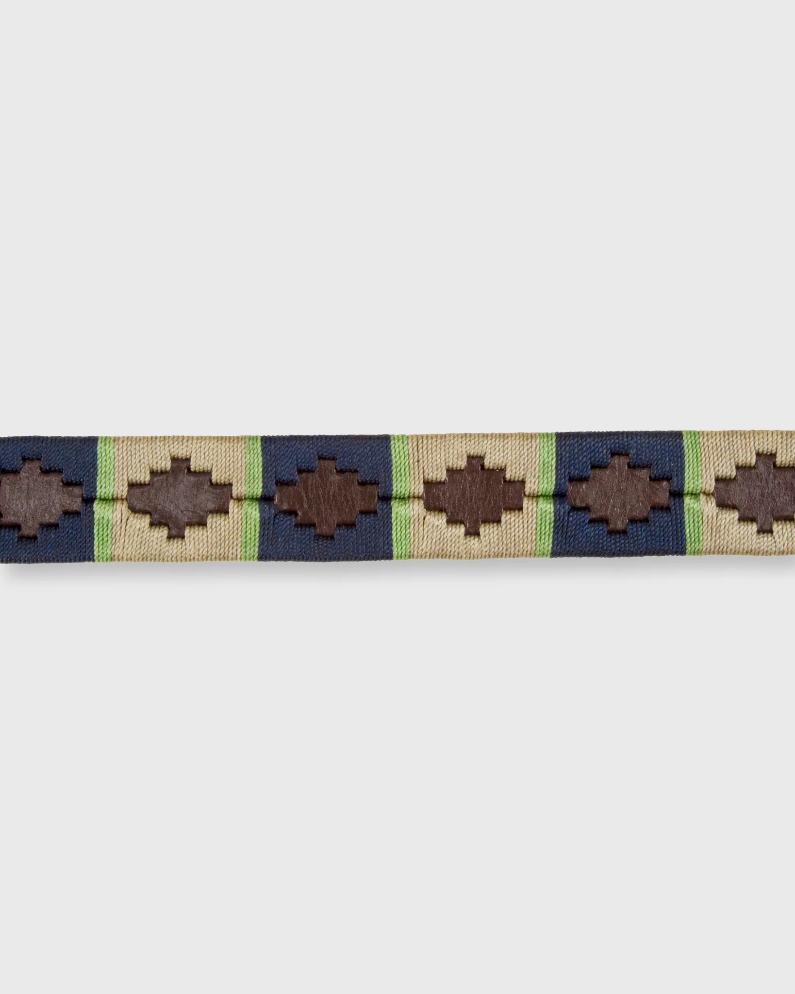 Sid Mashburn 1 & 1/8" Polo Belt in Khaki/Navy/Sage Chocolate Leather