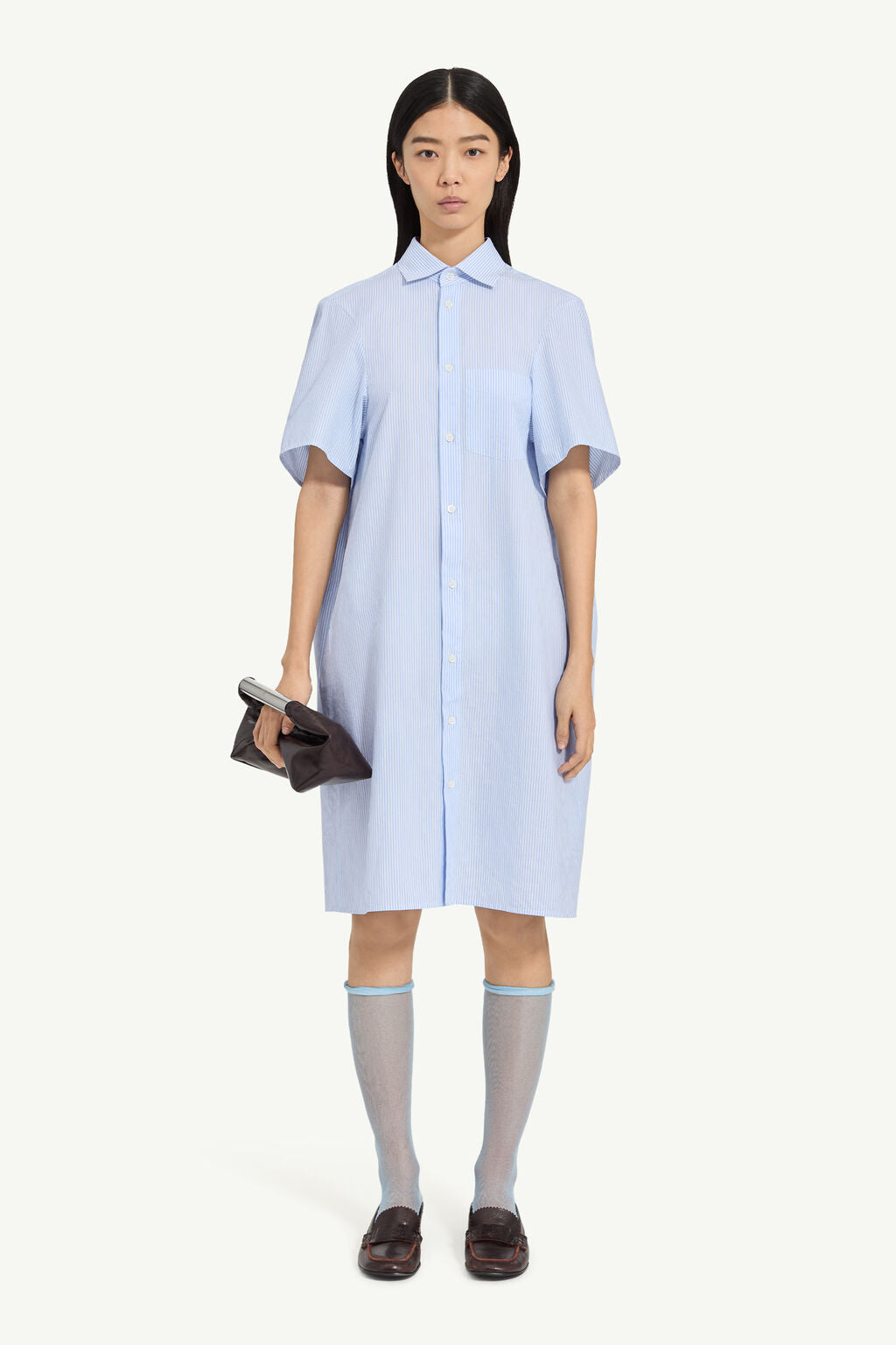 mm6 maison margiela shirt dress Women's MM6 Maison Margiela Blue Silk/viscose Shirt-dress - Size 42