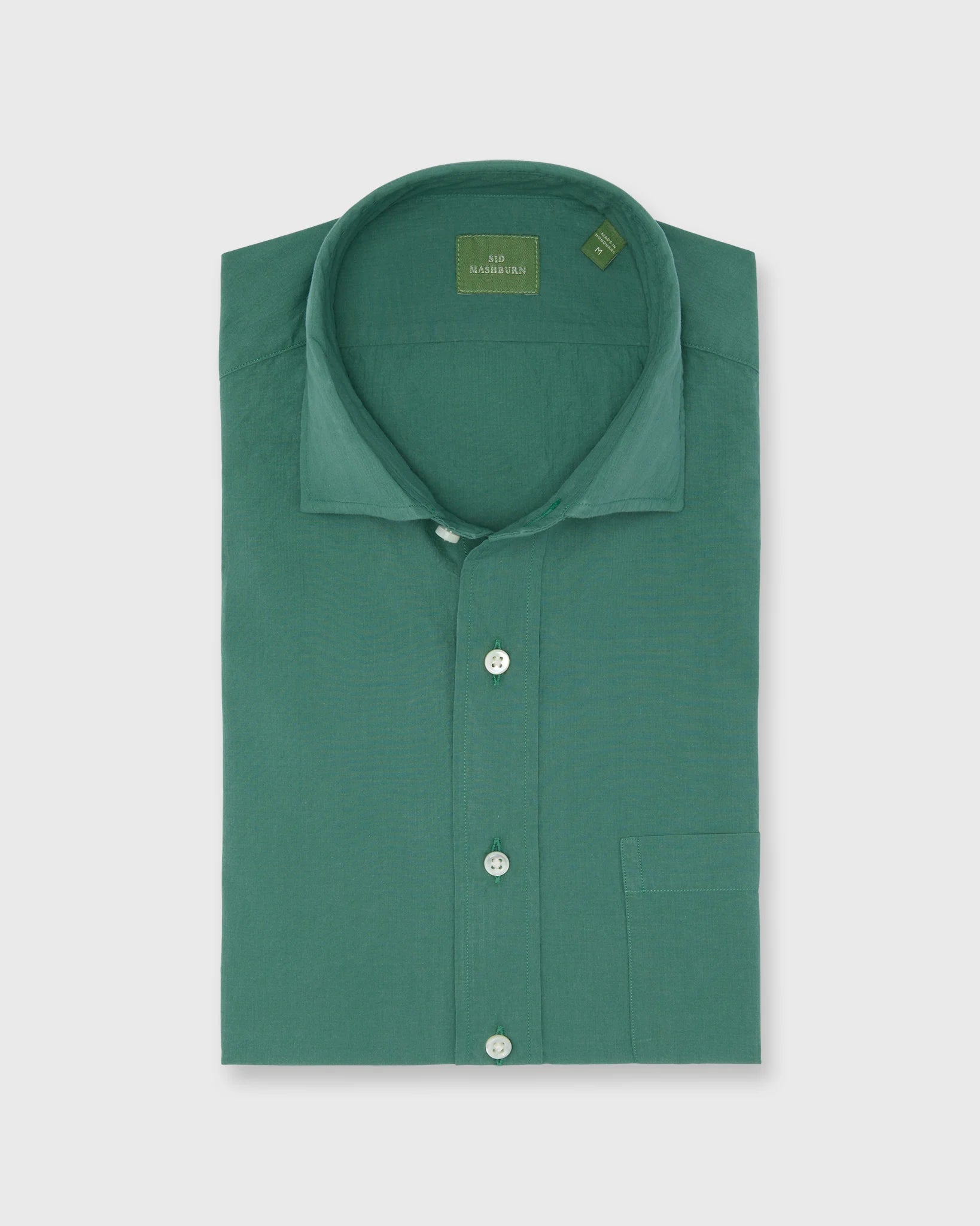 Sid Mashburn Spread Collar Sport Shirt -Green Shadow Stripe Poplin M