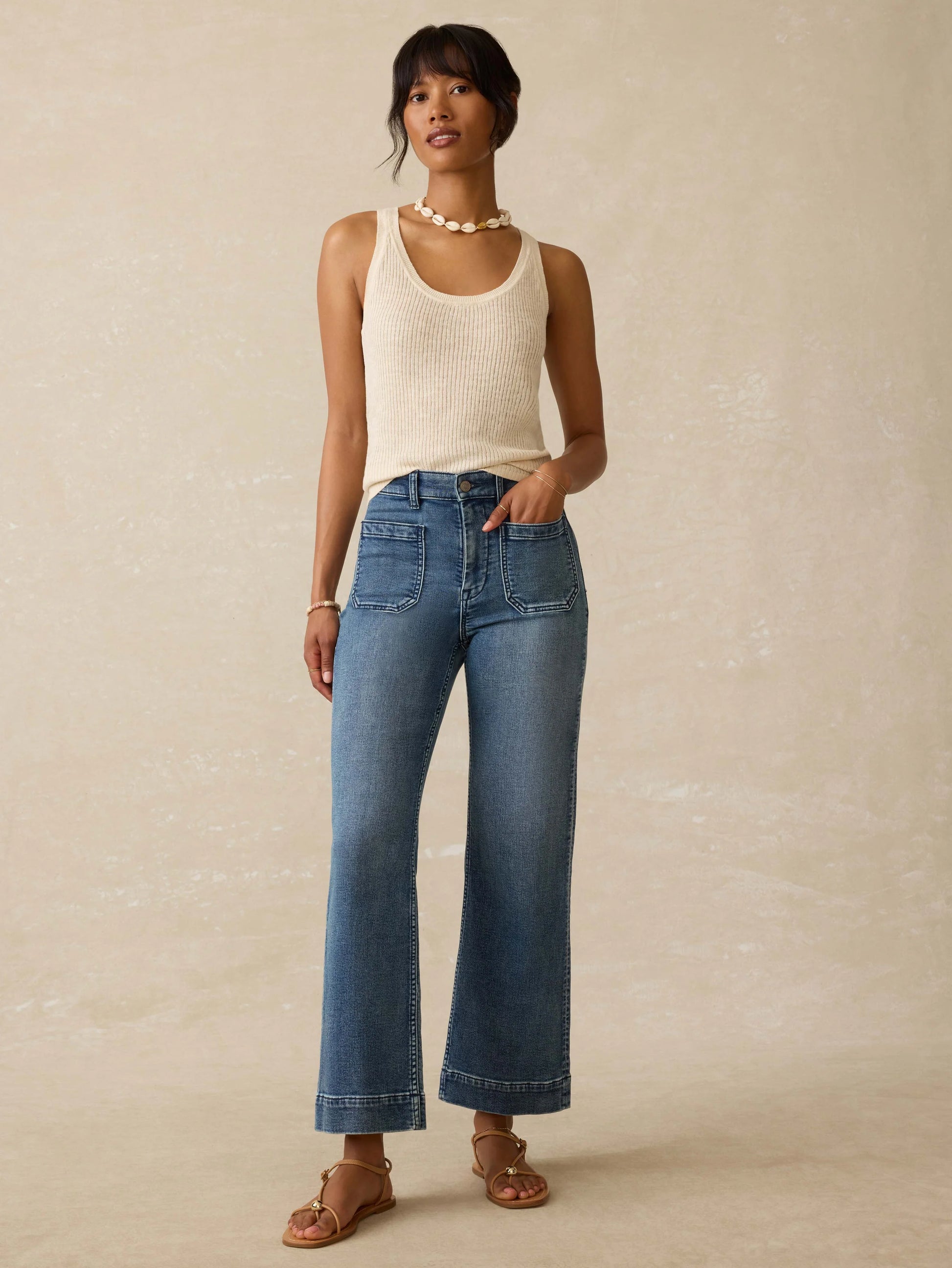 Faherty Stretch Terry Patch Pocket Ankle Pant- Riverton Wash