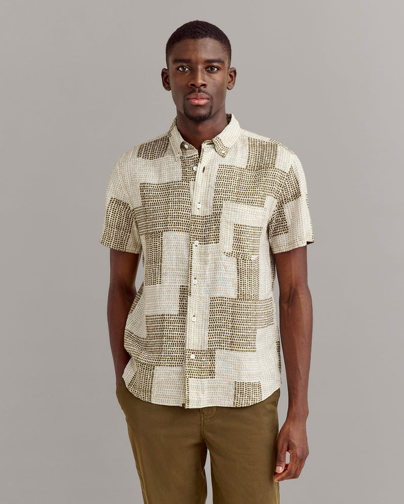 Billy Reid Patchwork Tuscumbia Shirt - Olive