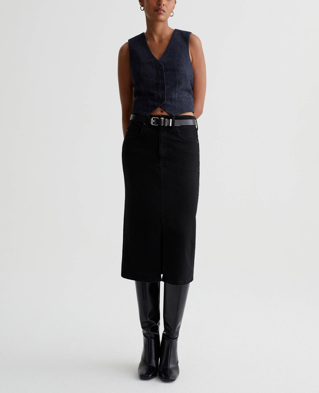 AG Tefi Denim Skirt -Black Cast