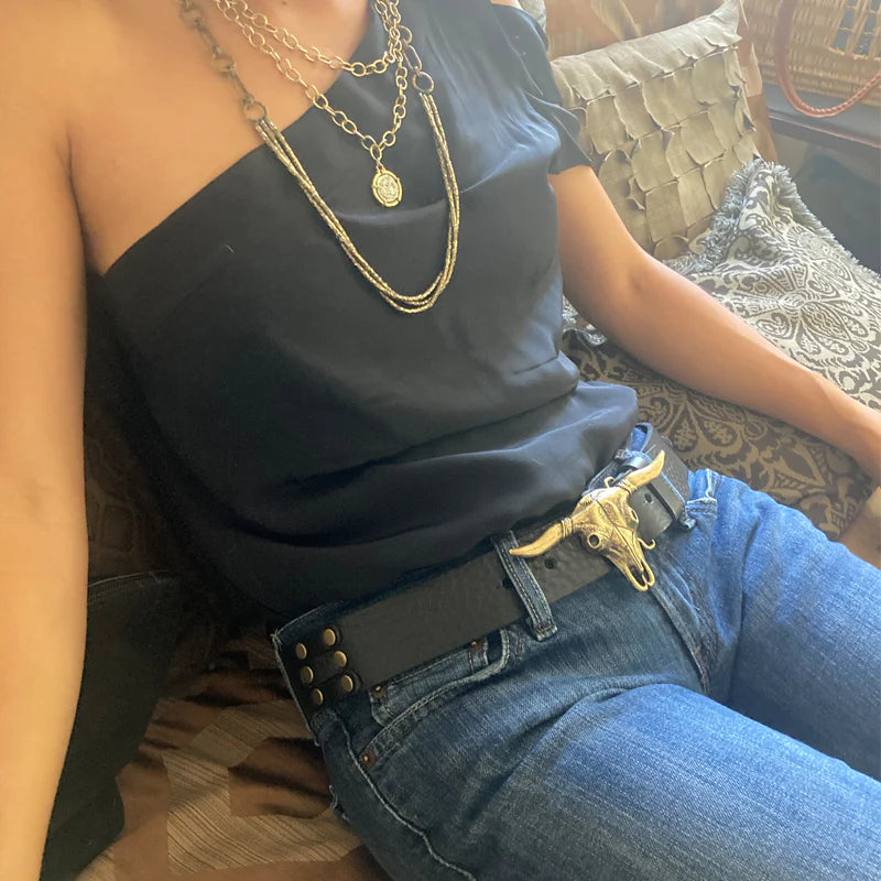 Kim White Steer Belt - Black