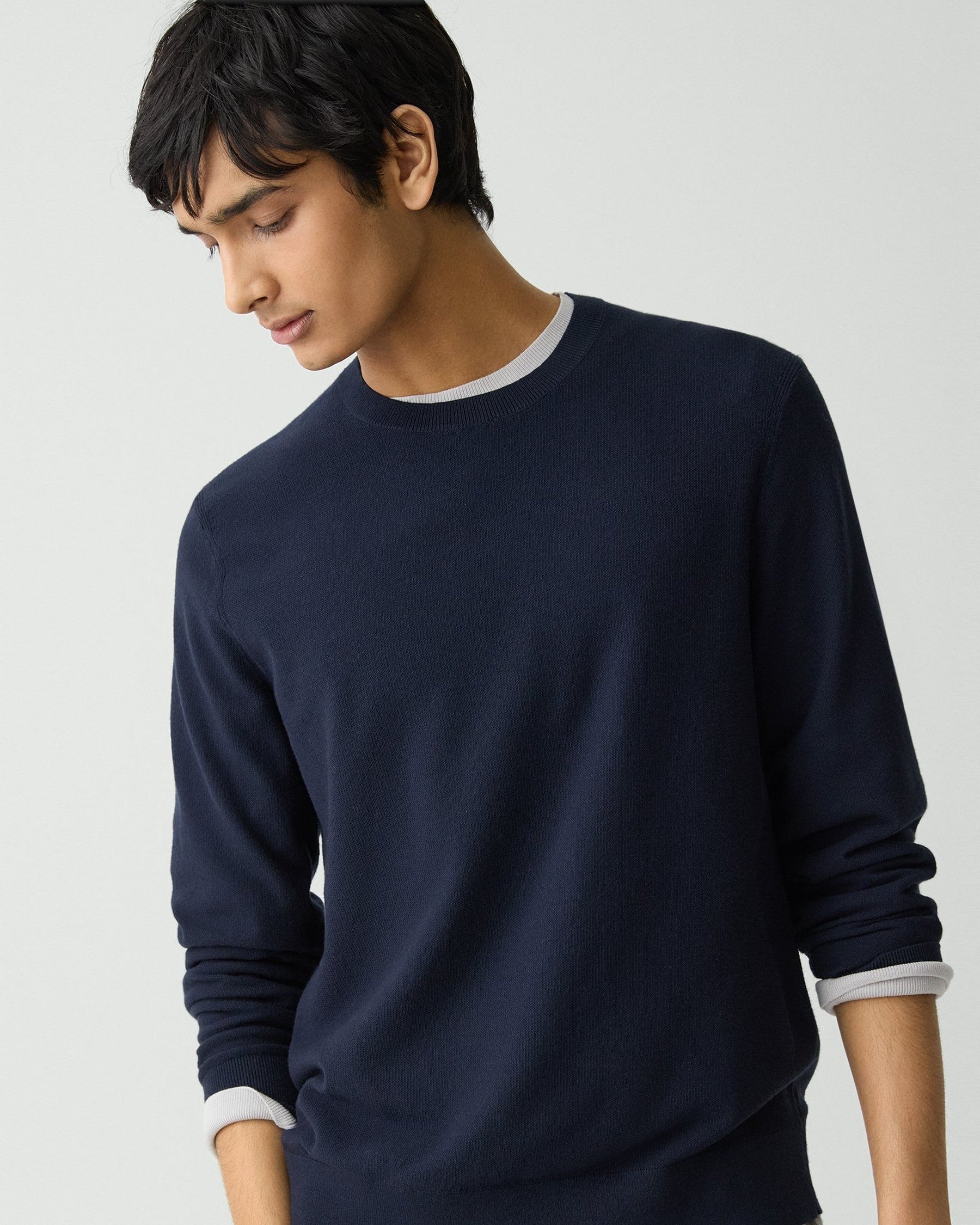 Theory Riland Crewneck Sweater in Light Bilen - Baltic