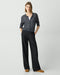 Theory Cropped Cardigan in Linen-Blend - Nocturne Navy Multi