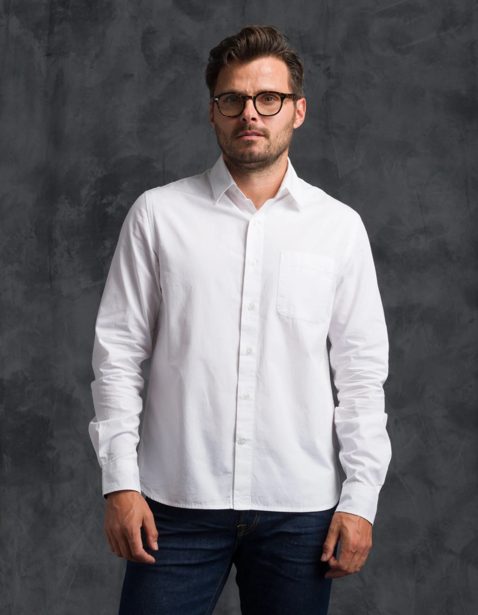 Ace Rivington Tailored Shirt - Compact Poplin - White Rinse