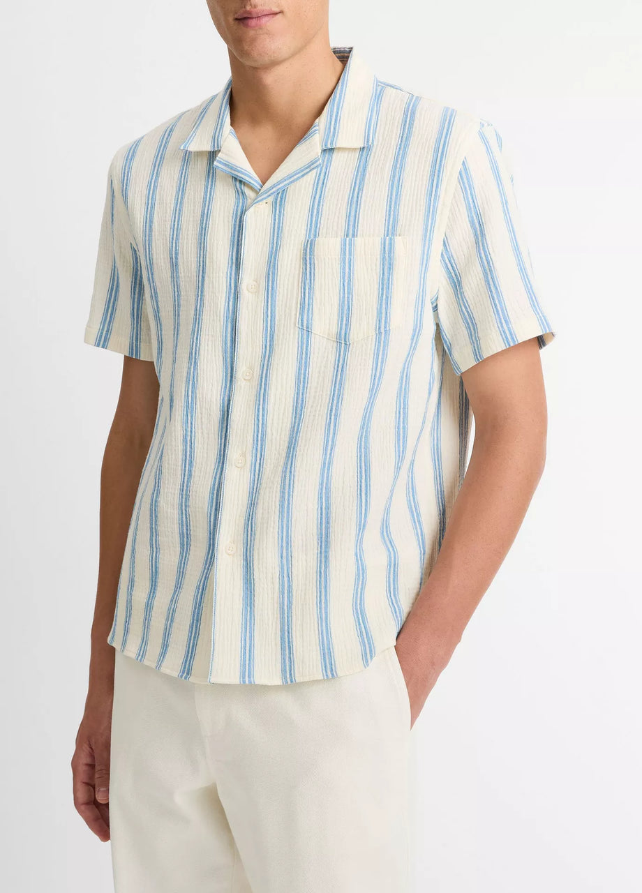 Vince Marina Stripe Italian Cotton-Linen Cabana Shirt