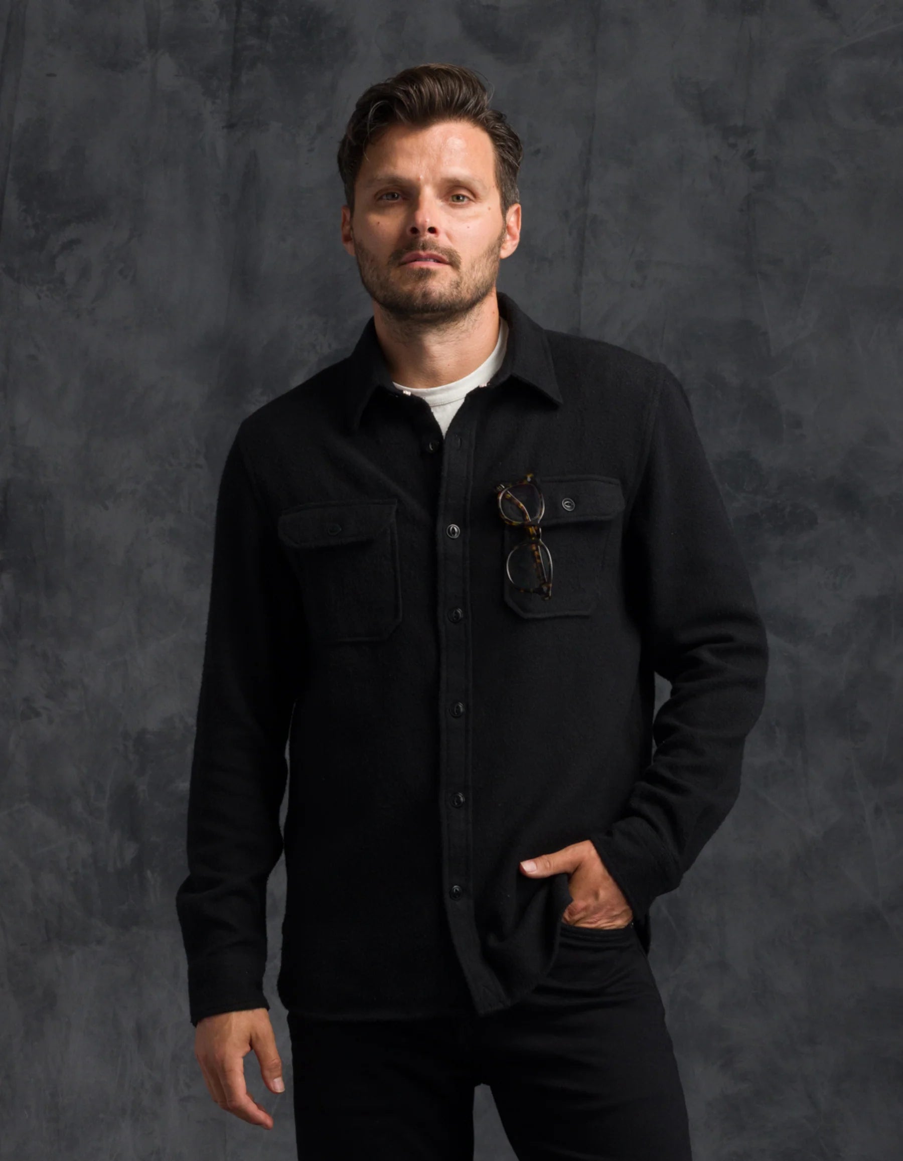 Ace Rivington Winter Flannel - Utility Shirt - Black Houndstooth