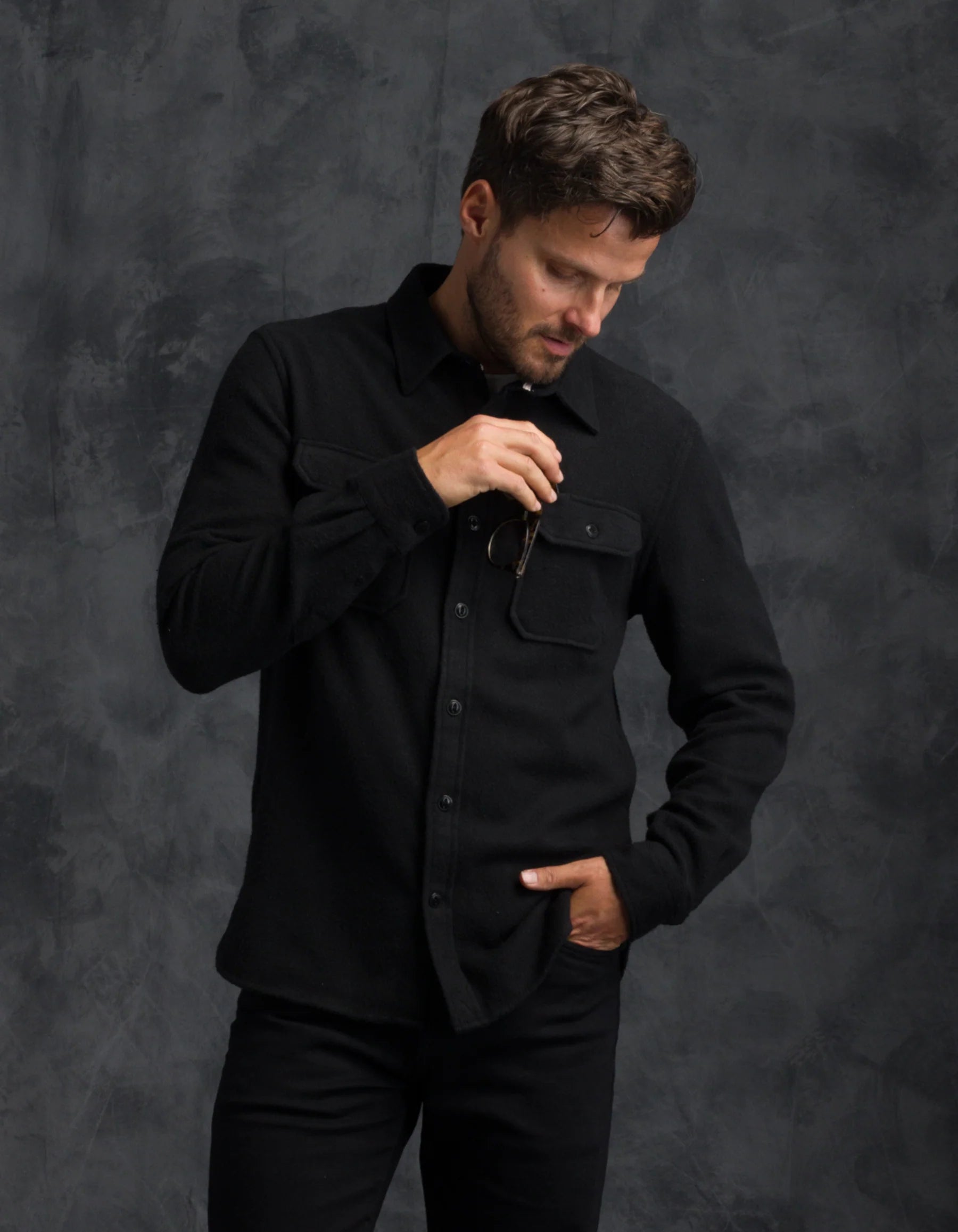 Ace Rivington Winter Flannel - Utility Shirt - Black Houndstooth
