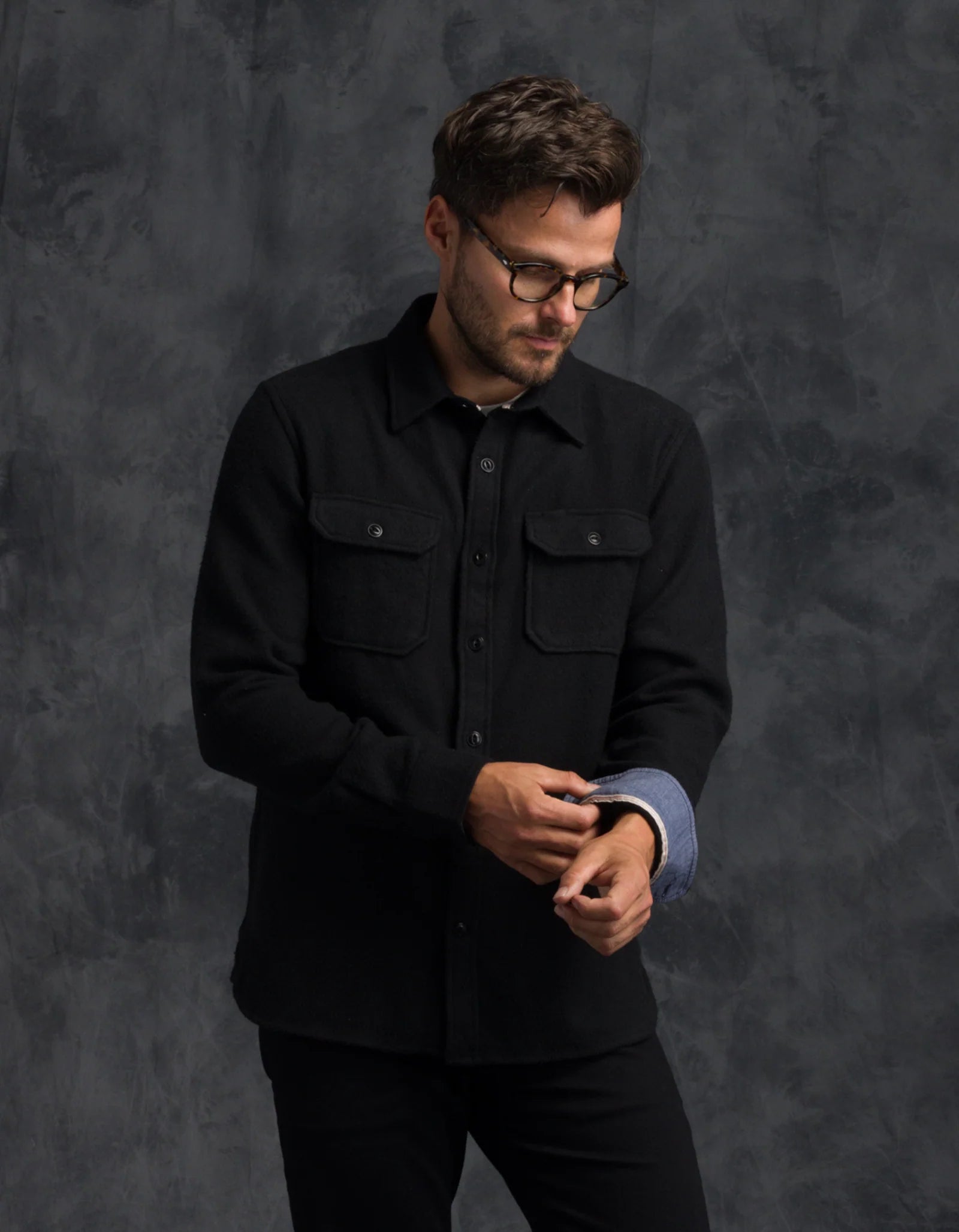 Ace Rivington Winter Flannel - Utility Shirt - Black Houndstooth
