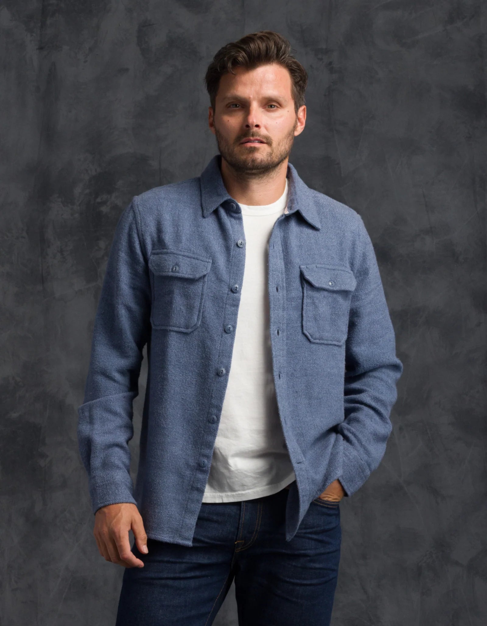 Ace Rivington Winter Flannel - Utility Shirt - Slate Blue
