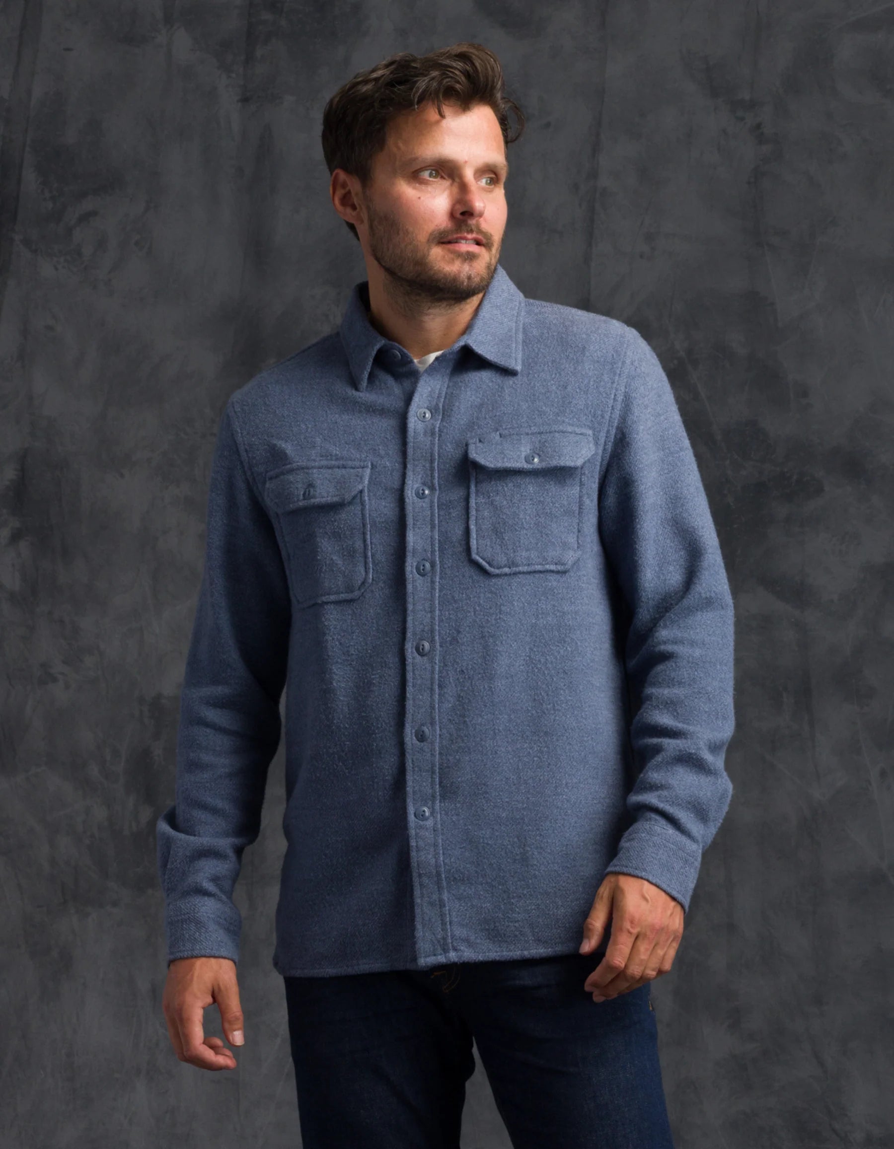 Ace Rivington Winter Flannel - Utility Shirt - Slate Blue