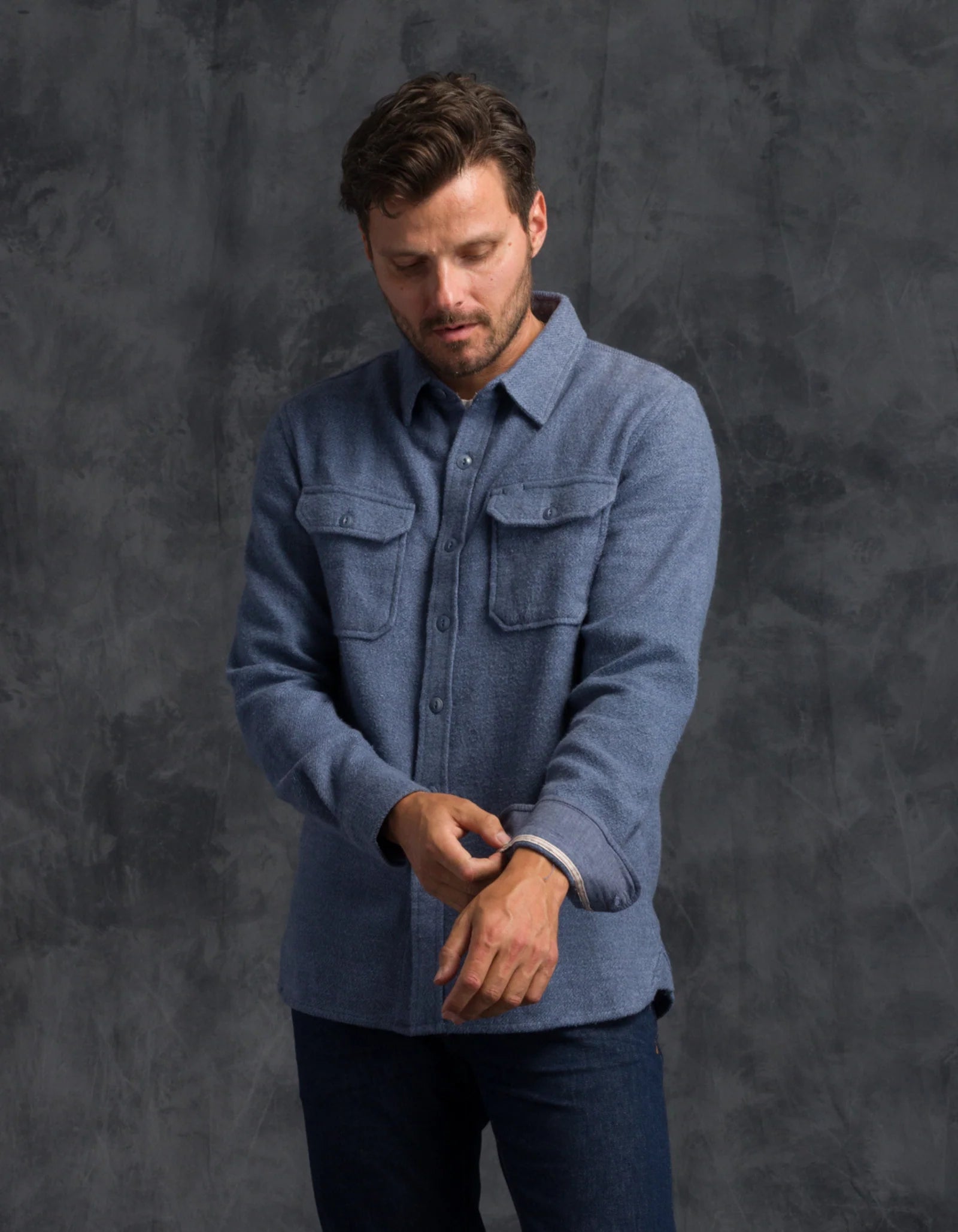 Ace Rivington Winter Flannel - Utility Shirt - Slate Blue