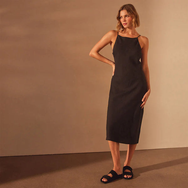 James Perse Linen Cami Dress in Black