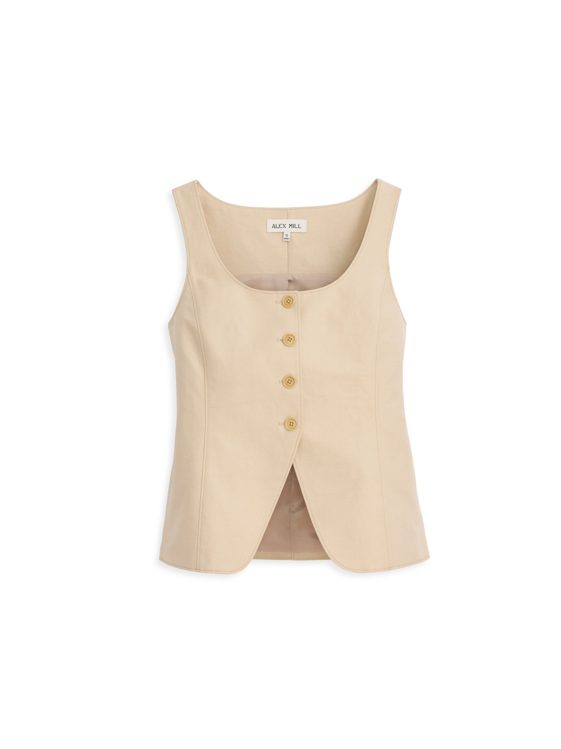Alex Mill Soho Scoop Vest in Linen Cotton - Tan