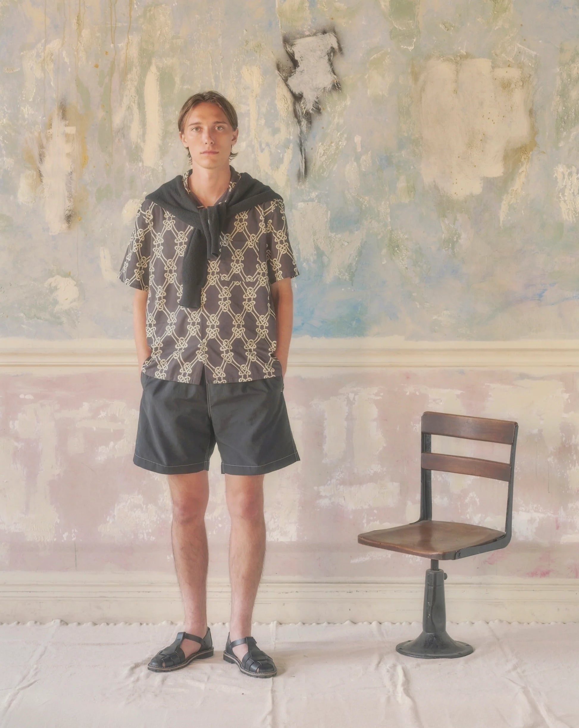 Knickerbocker Knot Panama Cotton Shirt - Burnt Black