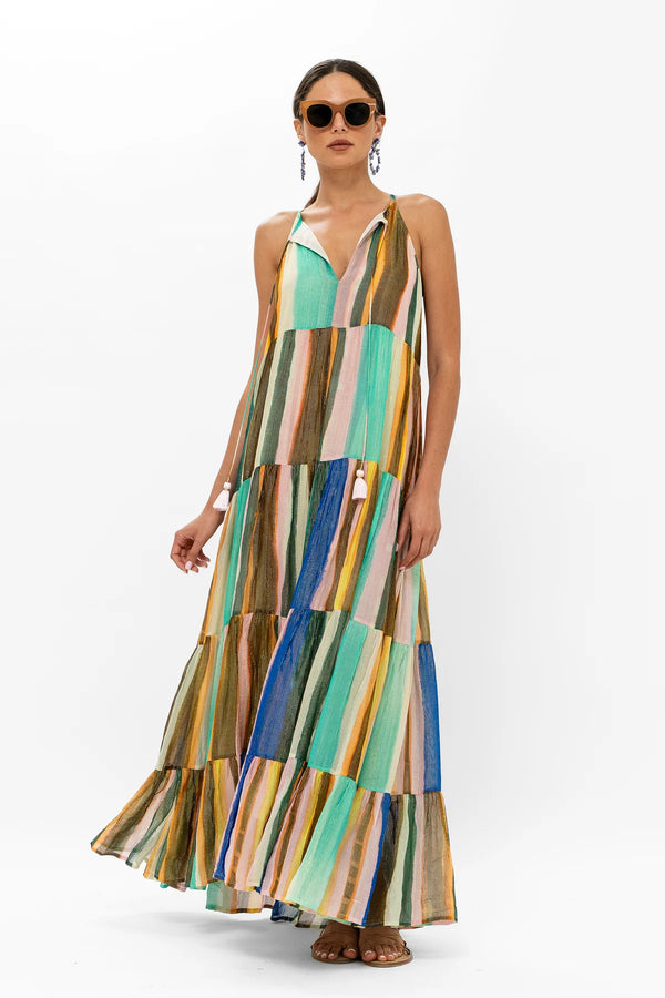 Oliphant Long Tiered Tassel Dress - Zanzibar Multi