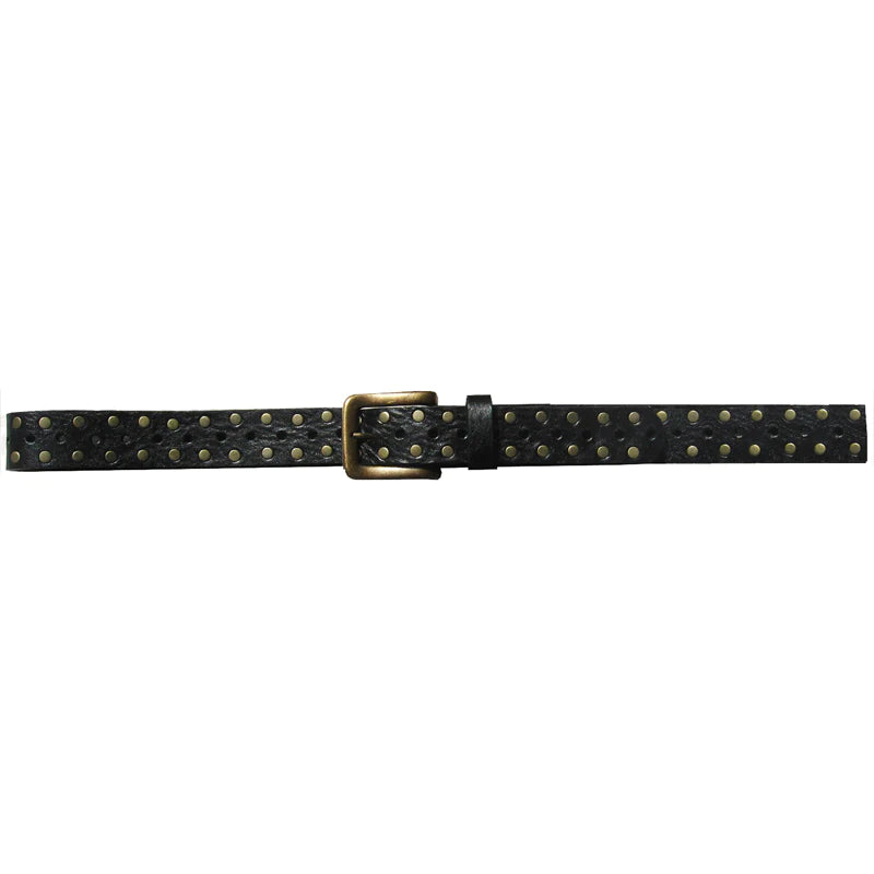 Kim White Skinny Studded Belt in Black