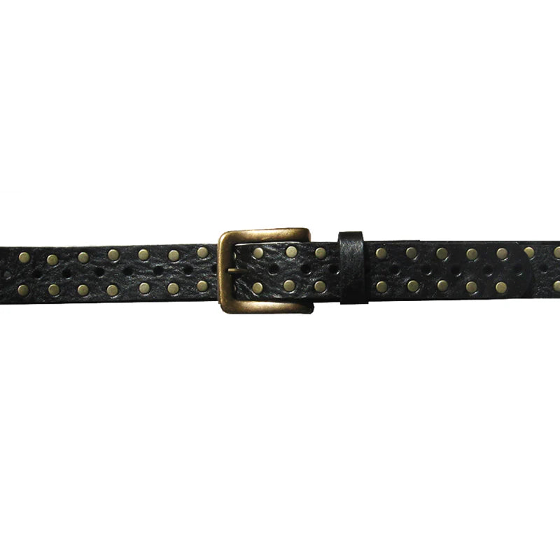 Kim White Skinny Studded Belt - Black
