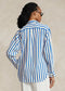 Polo Ralph Lauren Relaxed Fit Striped Silk Shirt - Cream/Royal Stripe
