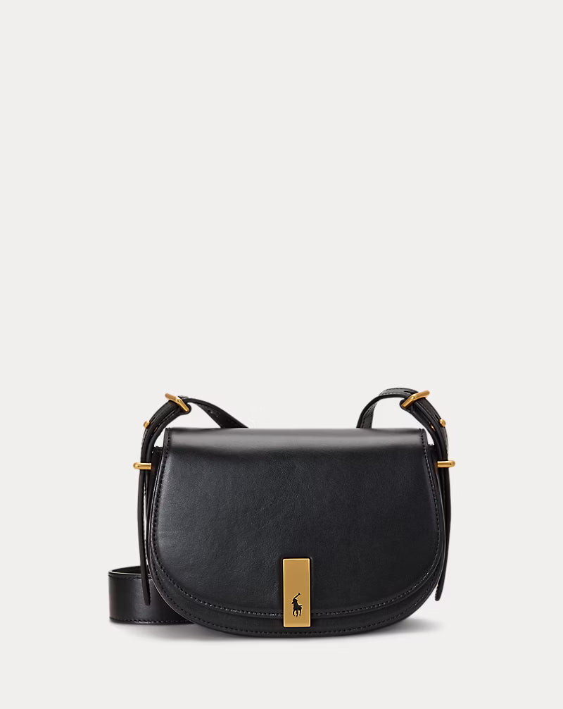 Polo Ralph Lauren Polo ID Calfskin Mini Saddle Bag - Black