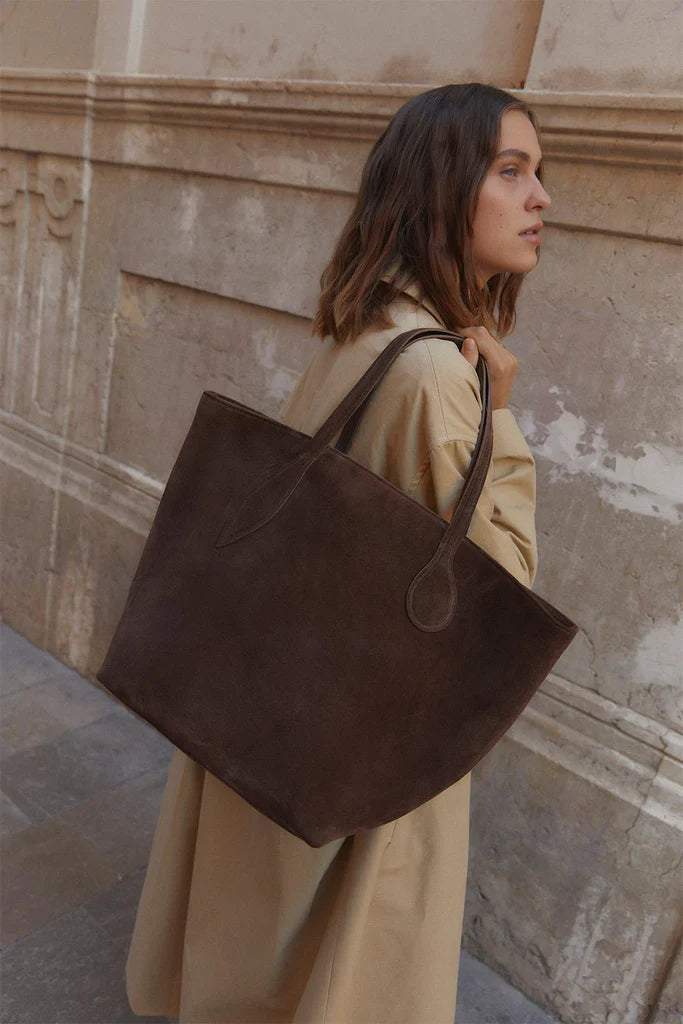 Liffner Sprout Suede Tote - Dark Brown