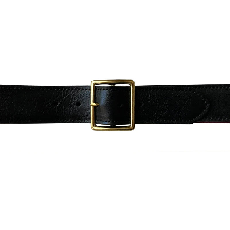Kim White Gold Square Buckle - Black